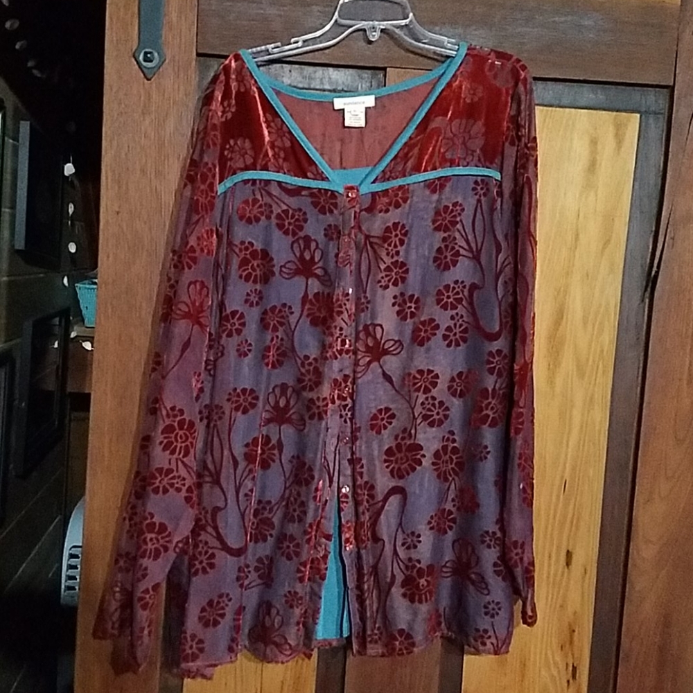 Sundance burnout velvet blouse